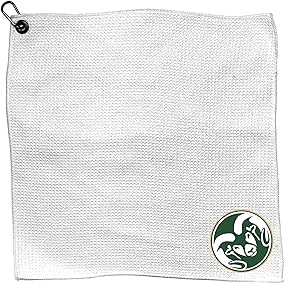 Team Golf NCAA NCAA Microfiber Towel - 15" X 15" (White) with Carabiner Clip, Premium Microfiber with Deep Waffle Pockets- Superior Water Absorption and Quick Dry Golf Cleaning Towel