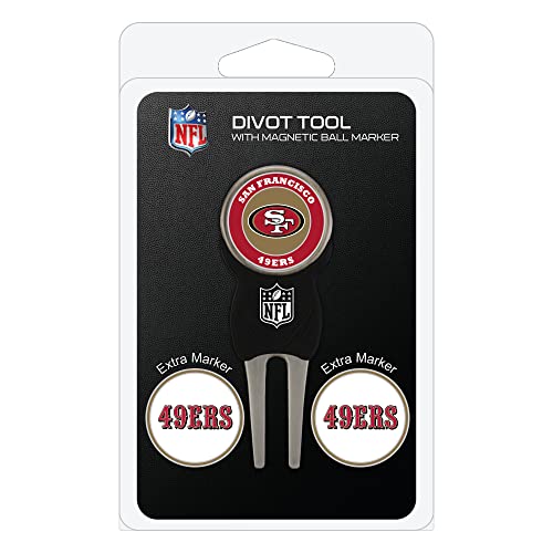 Team Golf NFL Divot Tool with 3 Golf Ball Markers Pack, Markers are Removable Magnetic Double-Sided Enamel