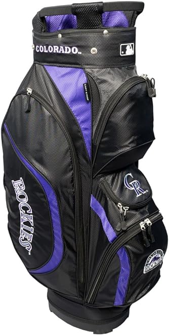 Team Golf MLB Colorado Rockies, Lightweight, 8-way Top with Integrated Handle, 6 Zippered Pockets, Padded Strap, Towel Ring, Umbrella Holder & Removable Rain Hood