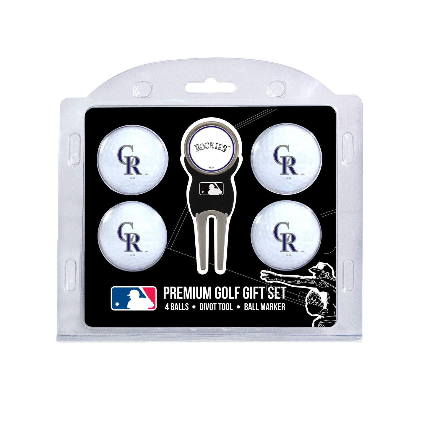 Team Golf MLB Regulation Size Golf Balls (4 Count) & Divot Tool with Removable Double-Sided Magnetic Marker