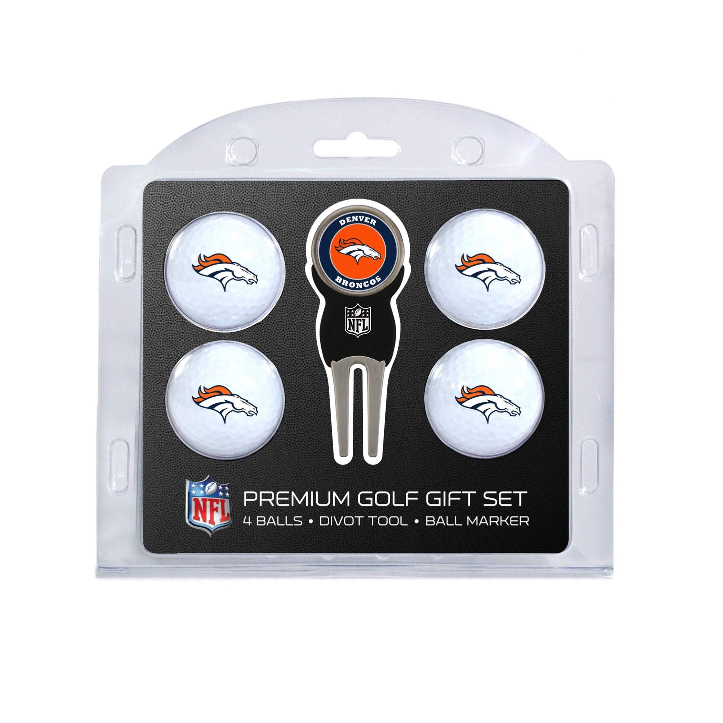 Team Golf NFL Regulation Size Golf Balls (4 Count) & Divot Tool with Removable Double-Sided Magnetic Marker