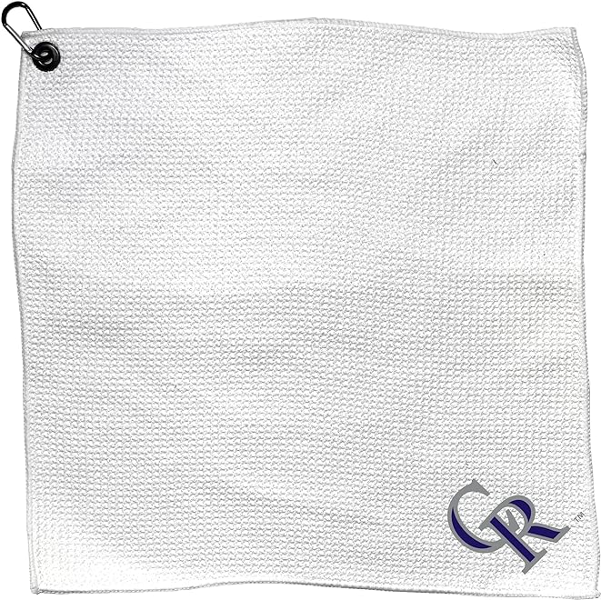 Team Golf MLB MLB Microfiber Towel - 15" X 15" (White) with Carabiner Clip, Premium Microfiber with Deep Waffle Pockets- Superior Water Absorption and Quick Dry Golf Cleaning Towel
